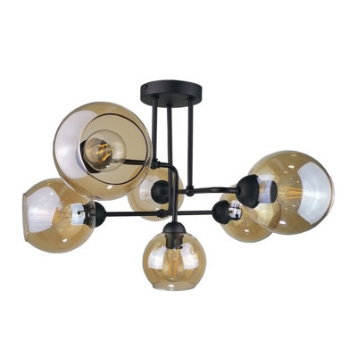 Luminosa Lighting Luminosa Monde Multi Arm Semi Flush Ceiling Light Black55Cm6X E27 from B&Q