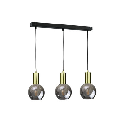 Luminosa Lighting Luminosa Supra Bar Pendant Ceiling Light BlackGold60Cm3X E27 from B&Q