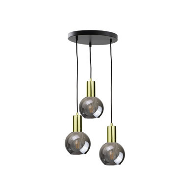 Luminosa Lighting Luminosa Supra Cluster Pendant Ceiling Light BlackGold30Cm3X E27 from B&Q
