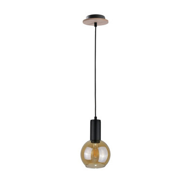 Luminosa Lighting Luminosa Jantar Dome Pendant Ceiling Light Wood15Cm1X E27 from B&Q