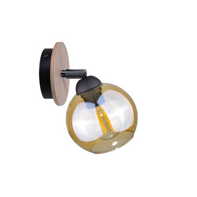 B&Q -  Luminosa Thea Dome Wall Lamp Wood15Cm1X E27