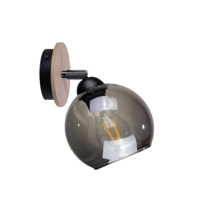 Luminosa Lighting Luminosa Yuno Dome Wall Lamp WoodBlack15Cm1X E27 from B&Q