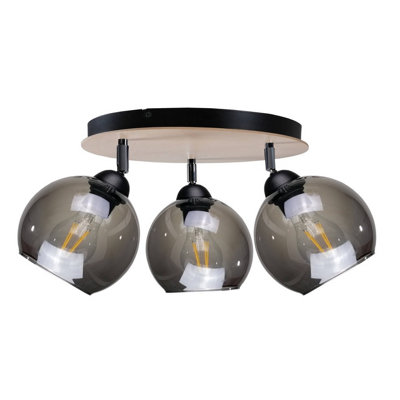 B&Q -  Luminosa Wood Ceiling Spotlight Clusters Black30Cm3X E27