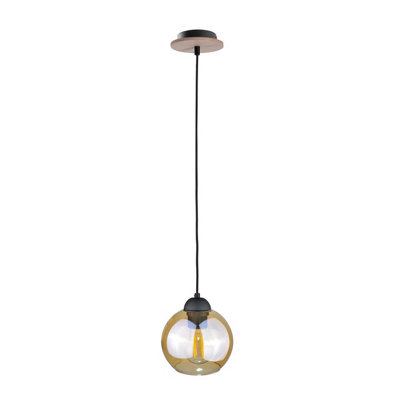Luminosa Lighting Luminosa Ambre Dome Pendant Ceiling Light Wood15Cm1X E27 from B&Q