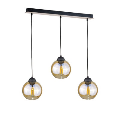 Luminosa Lighting Luminosa Ambre Bar Pendant Ceiling Light Wood60Cm3X E27 from B&Q