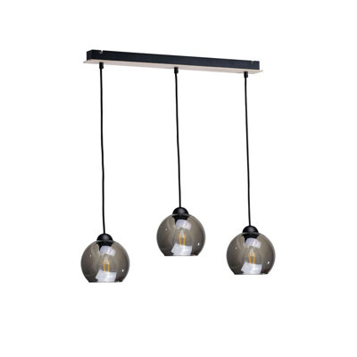 Luminosa Lighting Luminosa Wood Bar Pendant Ceiling Light Black60Cm3X E27 from B&Q