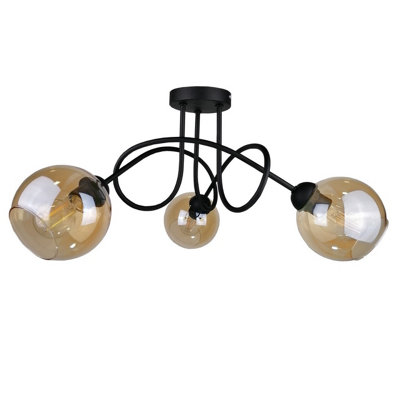 Luminosa Lighting Luminosa Venus Multi Arm Semi Flush Ceiling Light Black70Cm3X E27 from B&Q