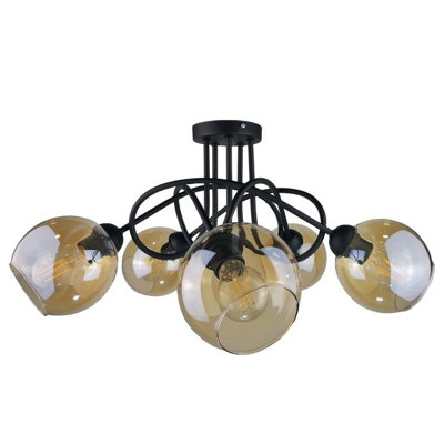 Luminosa Lighting Luminosa Venus Multi Arm Semi Flush Ceiling Light Black70Cm5X E27 from B&Q
