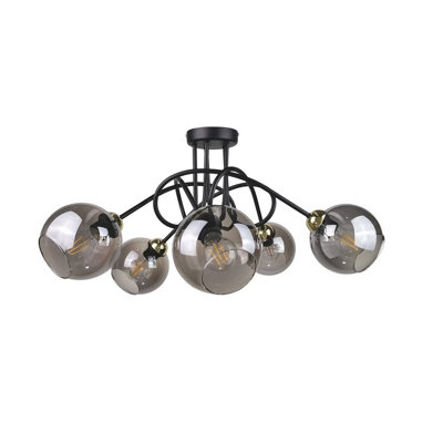 Luminosa Lighting Luminosa Ring Multi Arm Semi Flush Ceiling Light BlackGold70Cm5X E27 from B&Q