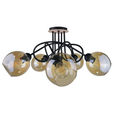 Luminosa Lighting Luminosa Venus Multi Arm Semi Flush Ceiling Light Wood70Cm5X E27 from B&Q