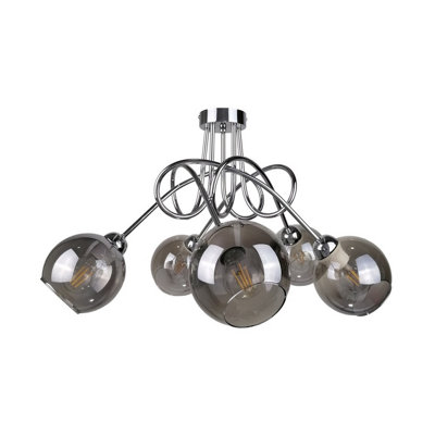 Luminosa Lighting Luminosa Ring Multi Arm Semi Flush Ceiling Light Silver70Cm5X E27 from B&Q