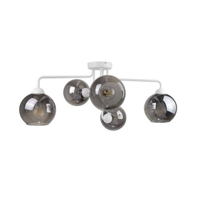 Luminosa Lighting Luminosa Cosmo Multi Arm Semi Flush Ceiling Light White70Cm5X E27 from B&Q