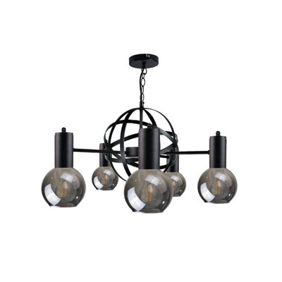 Luminosa Lighting Luminosa Planet Pendant Ceiling Light Black60Cm5X E27 from B&Q