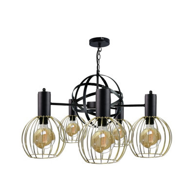 Luminosa Lighting Luminosa Satellite Pendant Ceiling Light Black60Cm5X E27 from B&Q