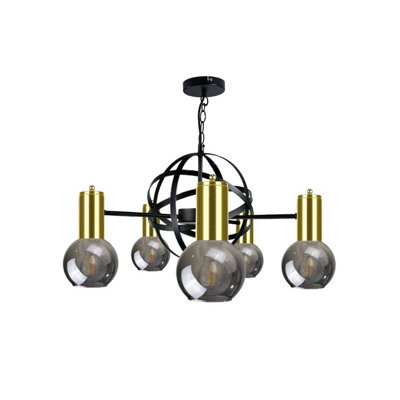 Luminosa Lighting Luminosa Planet Pendant Ceiling Light BlackGold60Cm5X E27 from B&Q