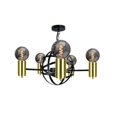 Luminosa Lighting Luminosa Solar Pendant Ceiling Light BlackGold60Cm5X E27 from B&Q