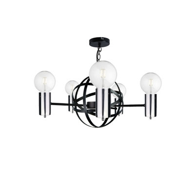 Luminosa Lighting Luminosa Solar Pendant Ceiling Light BlackSilver60Cm5X E27 from B&Q
