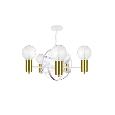 Luminosa Lighting Luminosa Solar Pendant Ceiling Light WhiteGold60Cm5X E27 from B&Q