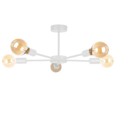 Luminosa Lighting Luminosa Sun Multi Arm Semi Flush Ceiling Light White48Cm5X E27 from B&Q
