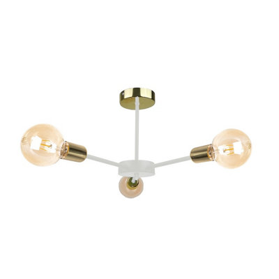 Luminosa Lighting Luminosa Sun Multi Arm Semi Flush Ceiling Light WhiteGold40Cm3X E27 from B&Q