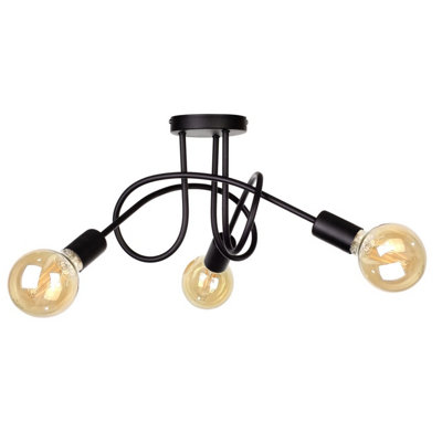 Luminosa Lighting Luminosa Rumba Multi Arm Semi Flush Ceiling Light Black50Cm3X E27 from B&Q