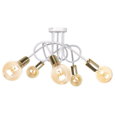 Luminosa Lighting Luminosa Rumba Multi Arm Semi Flush Ceiling Light WhiteGold50Cm5X E27 from B&Q