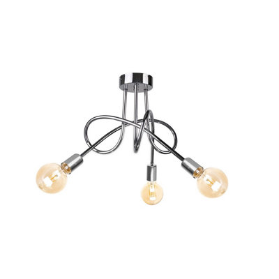 Luminosa Lighting Luminosa Rumba Multi Arm Semi Flush Ceiling Light Silver50Cm3X E27 from B&Q