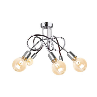 Luminosa Lighting Luminosa Rumba Multi Arm Semi Flush Ceiling Light Silver50Cm5X E27 from B&Q