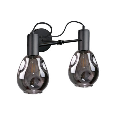 Luminosa Lighting Luminosa Kari Wall Lamp Black25Cm2X E27 from B&Q