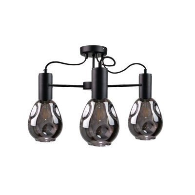 Luminosa Lighting Luminosa Kari Multi Arm Semi Flush Ceiling Light Black60Cm3X E27 from B&Q