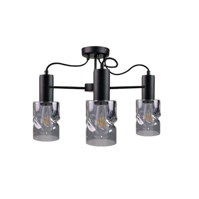Luminosa Lighting Luminosa Inger Multi Arm Semi Flush Ceiling Light Black60Cm3X E27 from B&Q