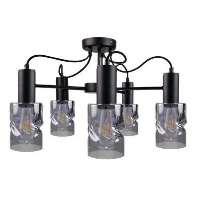 Luminosa Lighting Luminosa Inger Multi Arm Semi Flush Ceiling Light Black60Cm5X E27 from B&Q