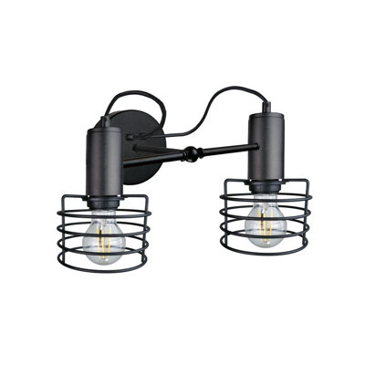 Luminosa Lighting Luminosa Rune Wall Lamp Black25Cm2X E27 from B&Q