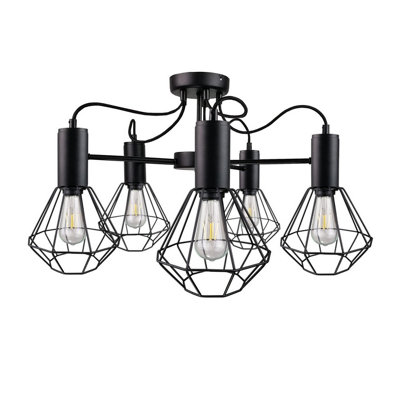 Luminosa Lighting Luminosa Lars Multi Arm Semi Flush Ceiling Light Black60Cm5X E27 from B&Q
