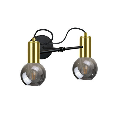 B&Q -  Luminosa Liv Wall Lamp BlackGold25Cm2X E27