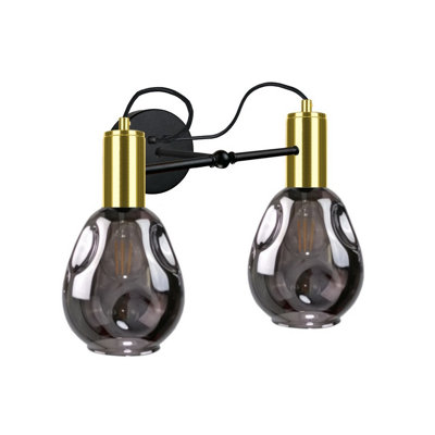 Luminosa Lighting Luminosa Kari Wall Lamp BlackGold25Cm2X E27 from B&Q