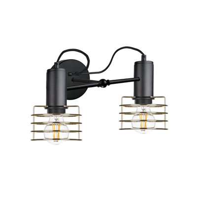 Luminosa Lighting Luminosa Rune Wall Lamp Black25Cm2X E27 from B&Q