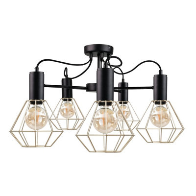 Luminosa Lighting Luminosa Lars Multi Arm Semi Flush Ceiling Light Black60Cm5X E27 from B&Q