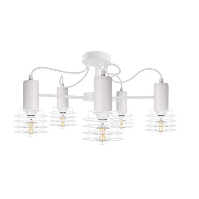 B&Q -  Luminosa Rune Multi Arm Semi Flush Ceiling Light White60Cm5X E27