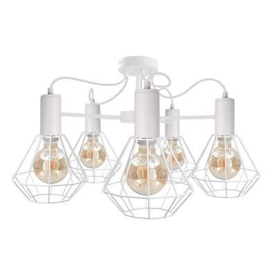 Luminosa Lighting Luminosa Lars Multi Arm Semi Flush Ceiling Light White60Cm5X E27 from B&Q
