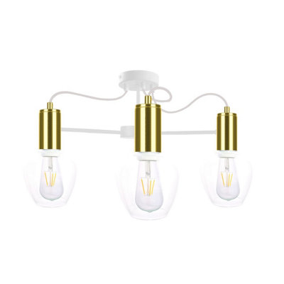 Luminosa Lighting Luminosa Maya Multi Arm Semi Flush Ceiling Light WhiteGold60Cm3X E27 from B&Q