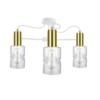 Luminosa Lighting Luminosa Inger Multi Arm Semi Flush Ceiling Light WhiteGold60Cm3X E27 from B&Q