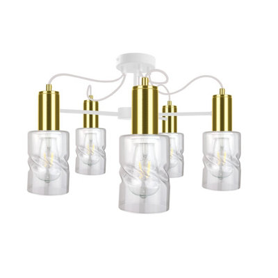 Luminosa Lighting Luminosa Inger Multi Arm Semi Flush Ceiling Light WhiteGold60Cm5X E27 from B&Q