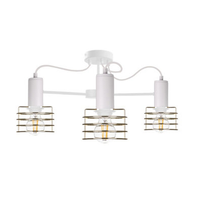 B&Q -  Luminosa Rune Multi Arm Semi Flush Ceiling Light White60Cm3X E27