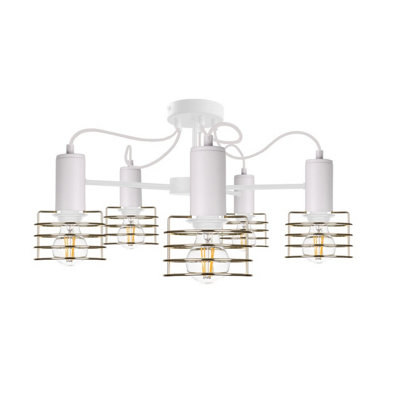 B&Q -  Luminosa Rune Multi Arm Semi Flush Ceiling Light White60Cm5X E27