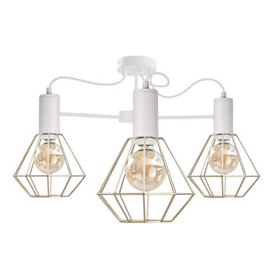 Luminosa Lighting Luminosa Lars Multi Arm Semi Flush Ceiling Light White60Cm3X E27 from B&Q