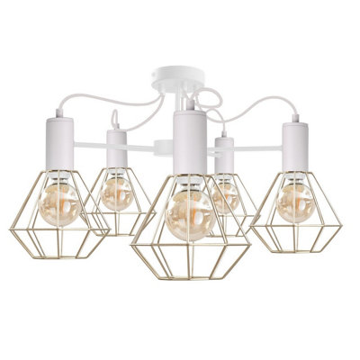 Luminosa Lighting Luminosa Lars Multi Arm Semi Flush Ceiling Light White60Cm5X E27 from B&Q