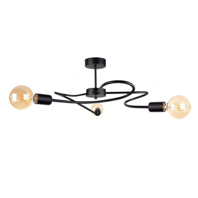 Luminosa Lighting Luminosa Fiore Multi Arm Semi Flush Ceiling Light Black60Cm3X E27 from B&Q