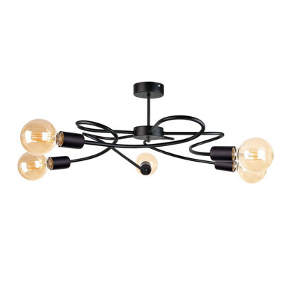 Luminosa Lighting Luminosa Fiore Multi Arm Semi Flush Ceiling Light Black60Cm5X E27 from B&Q