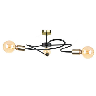 Luminosa Lighting Luminosa Fiore Multi Arm Semi Flush Ceiling Light Black60Cm3X E27 from B&Q